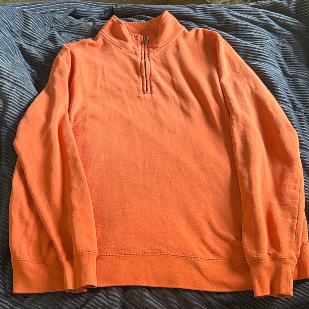 Faded Glory Men's Vibrant Orange Zip-Up Sweater